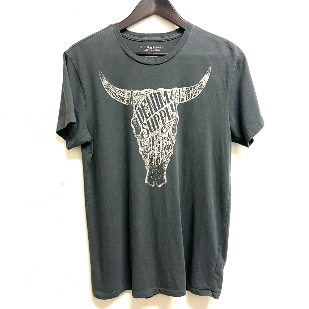 Denim & Supply Ralph Lauren Y2K vintage t-shirt with a bull skull graphic gray